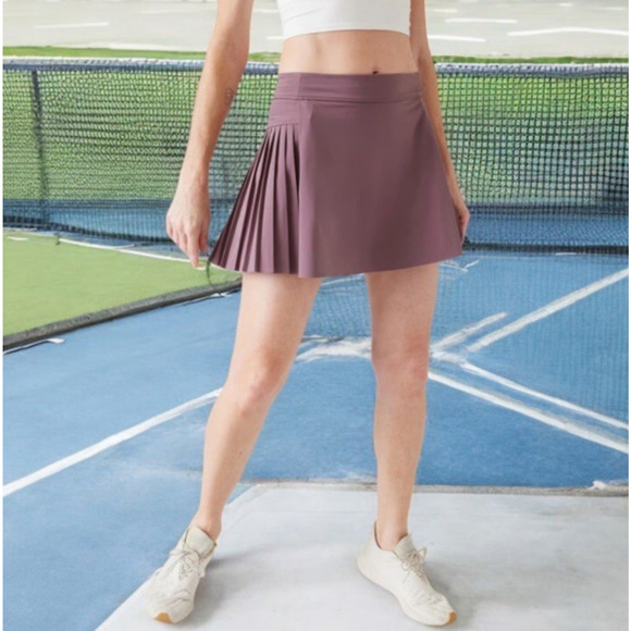 Athleta‎ Advantage Jupe Skort Pleated Size Large Damask Mauve Tennis Pickleball - Picture 15 of 15